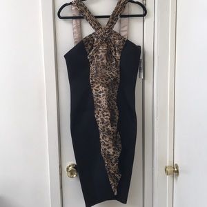 New Carmen Marc valvo neoprene and leopard dress